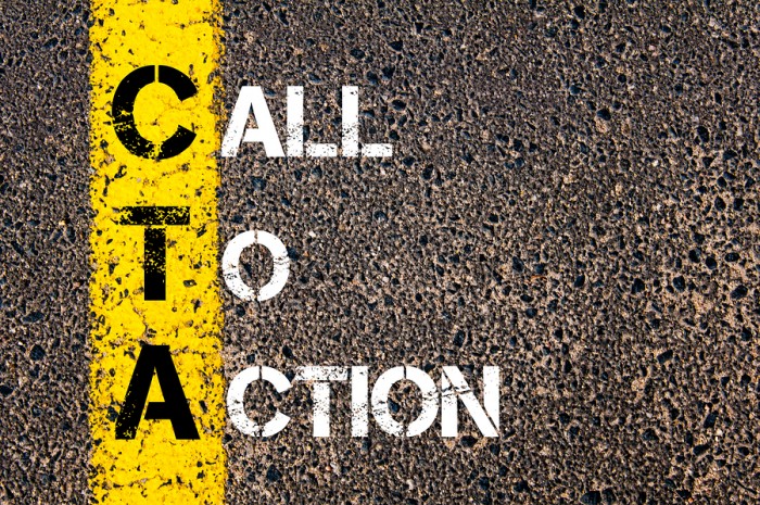Acronym CTA as Call To Action. Yellow paint line on the road against asphalt background. Conceptual image